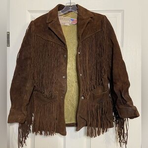 Schott RANCHER VTG Boho Hippie Biker Western Fringe Leather Coat Jacket Sz 6